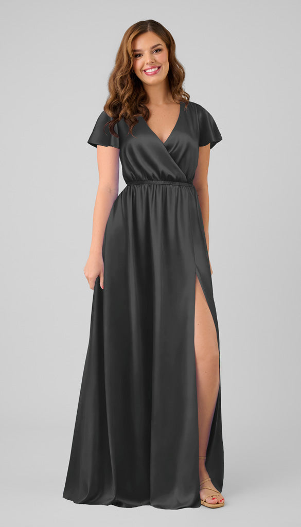 charcoal dress bridesmaid Kennedy Blue Kyra Luxe Satin Count on Kennedy Blue UV Brand I will never not Type:Look
