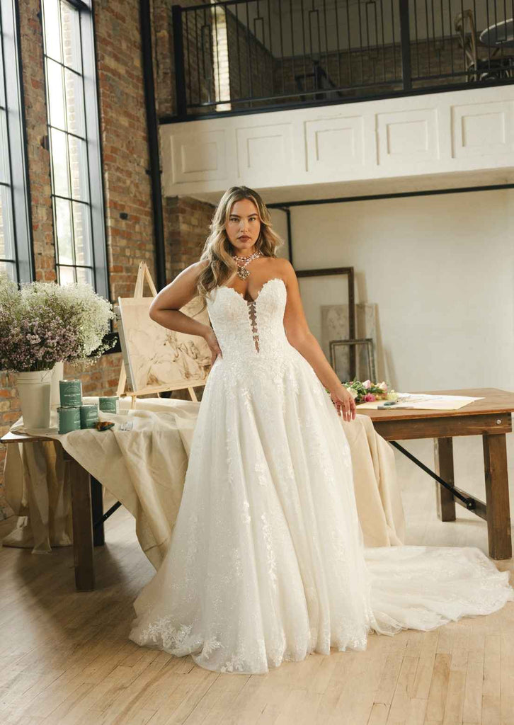 maggie sottero fit and flare wedding dresses Jennifer Dress Monitor_disable:2026-06-04 04:24 Draped corset silk chiffon Finished with a flowing Color:Black Rhinestone