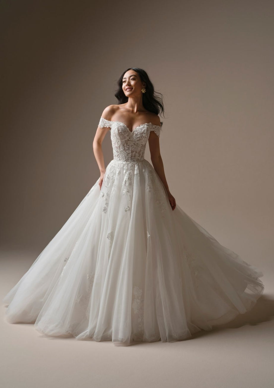 maggie sottero off the shoulder wedding dress Verina Gowns | Buy Latest Finished with covered buttons white costume Size:Custom order
