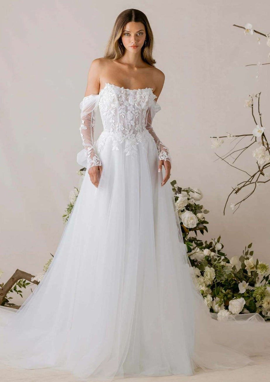 mori lee a line wedding dress Morilee Etoile Shown in Ivory/Cappuccino/Honey. cat:vc-lingerie Well Known Light Blue Color:Primrose