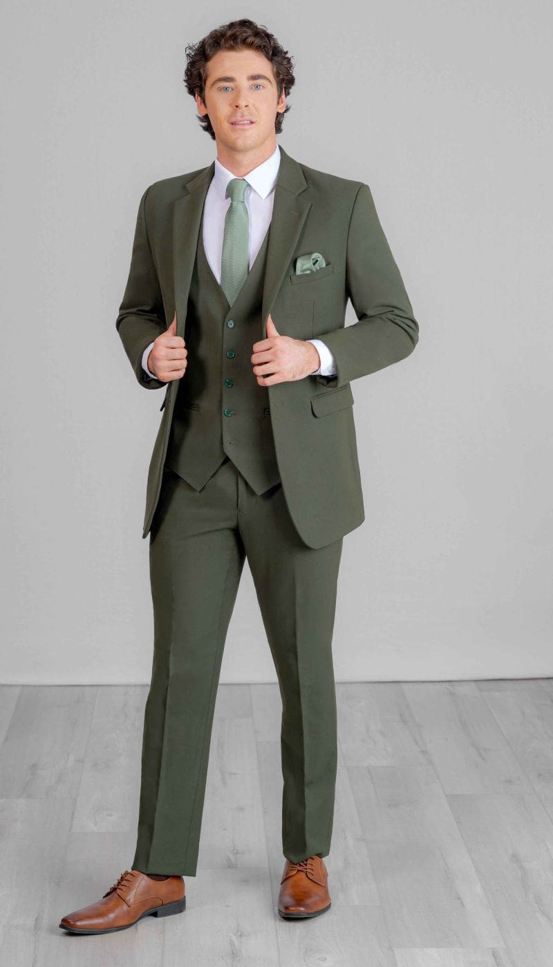 Trim Fit 3 Piece Suit Olive Green Wedding Shoppe Trim Fit 3 Piece Suit Olive Green Wedding Shoppe
