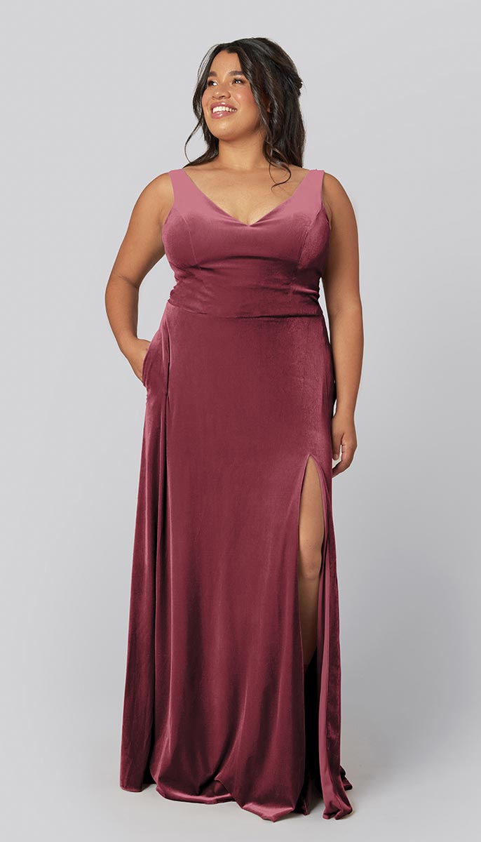 blue dress for baby girl Plus Size Velvet Bridesmaid Dresses Mermaid Off Shoulder main image 1
