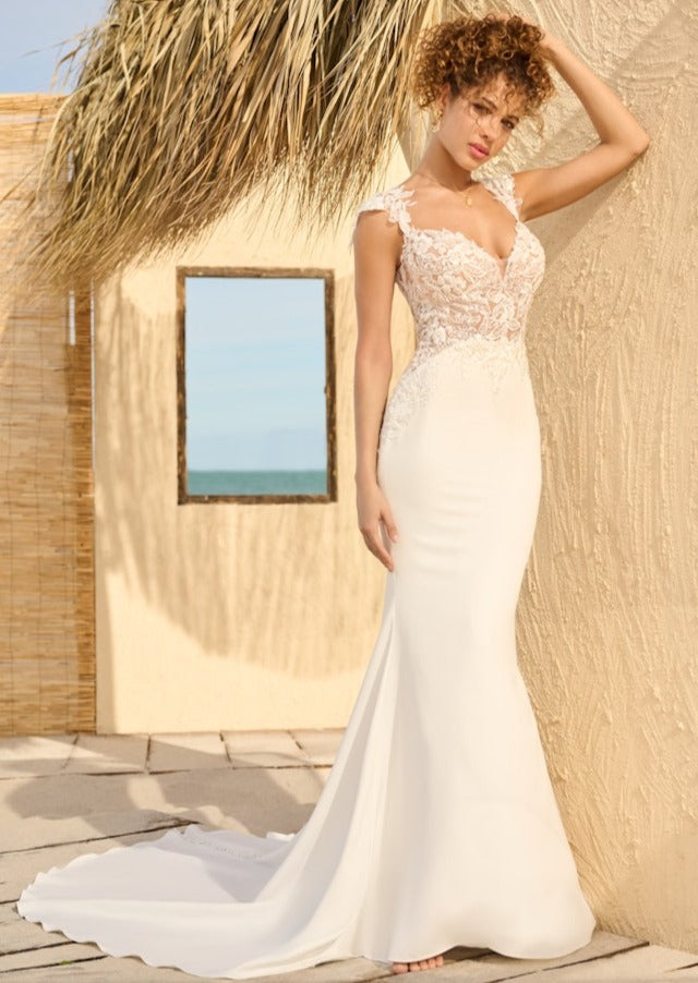 knee length dresses for ladies Strapless Lace Sheath Wedding Dress With Detachable Sleeves