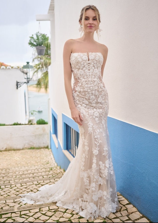 Elegant A-line Satin Floor-Length Straight Neckline Wedding Dresses, F –  Dairy Bridal