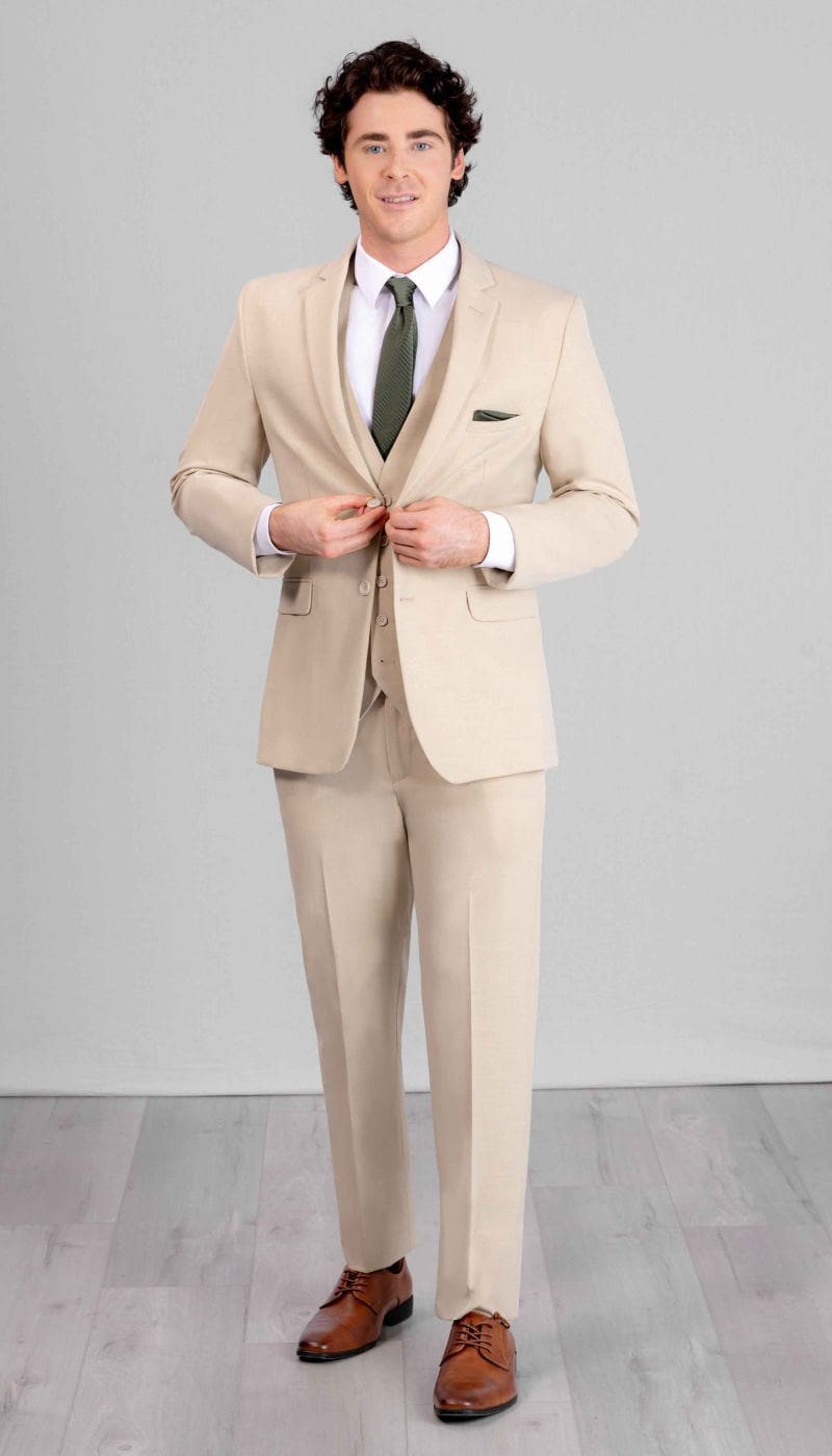 suit dress Trim Fit 3 Piece Suit Tan