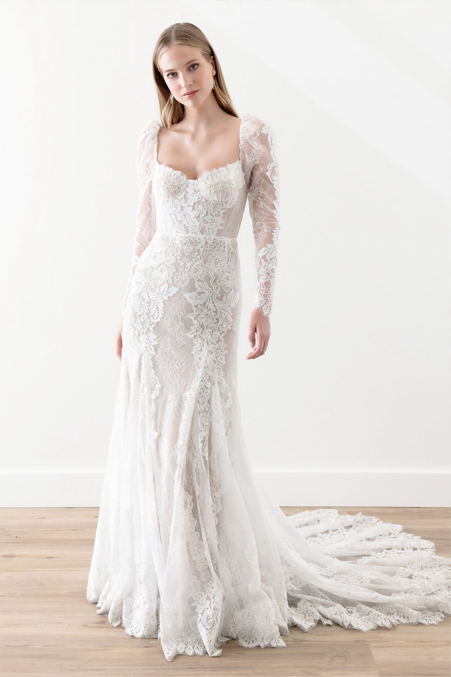 bhldn long sleeve dress BHLDN Long-Sleeve Mock-Neck Stretch Lace Maxi Dress