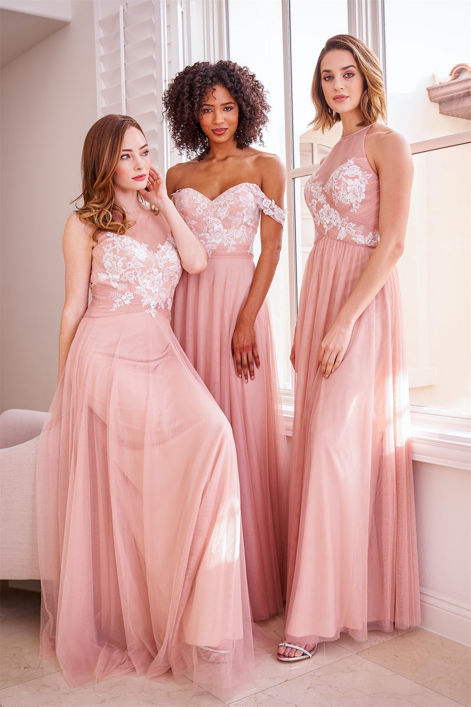 fusion pink bridesmaid dresses Pretty Pink Satin Appliques Mermaid Long Cheap Custom Bridesmaid Dress –  MarryLover main image 0
