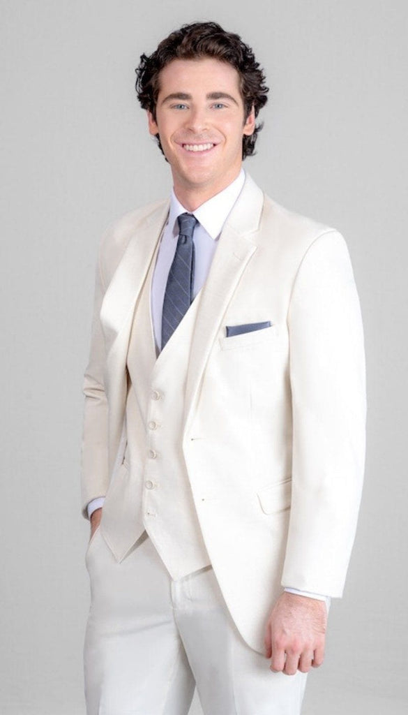 Trim Fit 3 Piece Suit Creme  Wedding Shoppe
