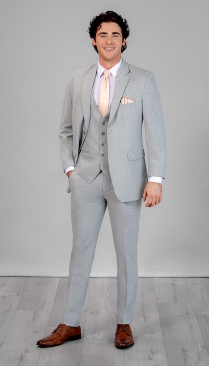 Trim Fit 3 Piece Suit Light Grey Trim Fit 3 Piece Suit Light Grey