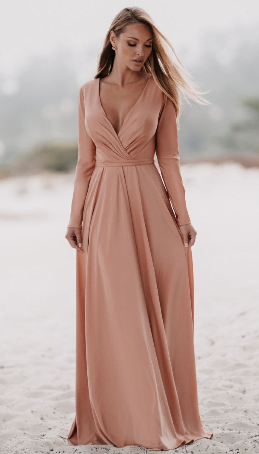 Blush long sleeve best sale bridesmaid dresses