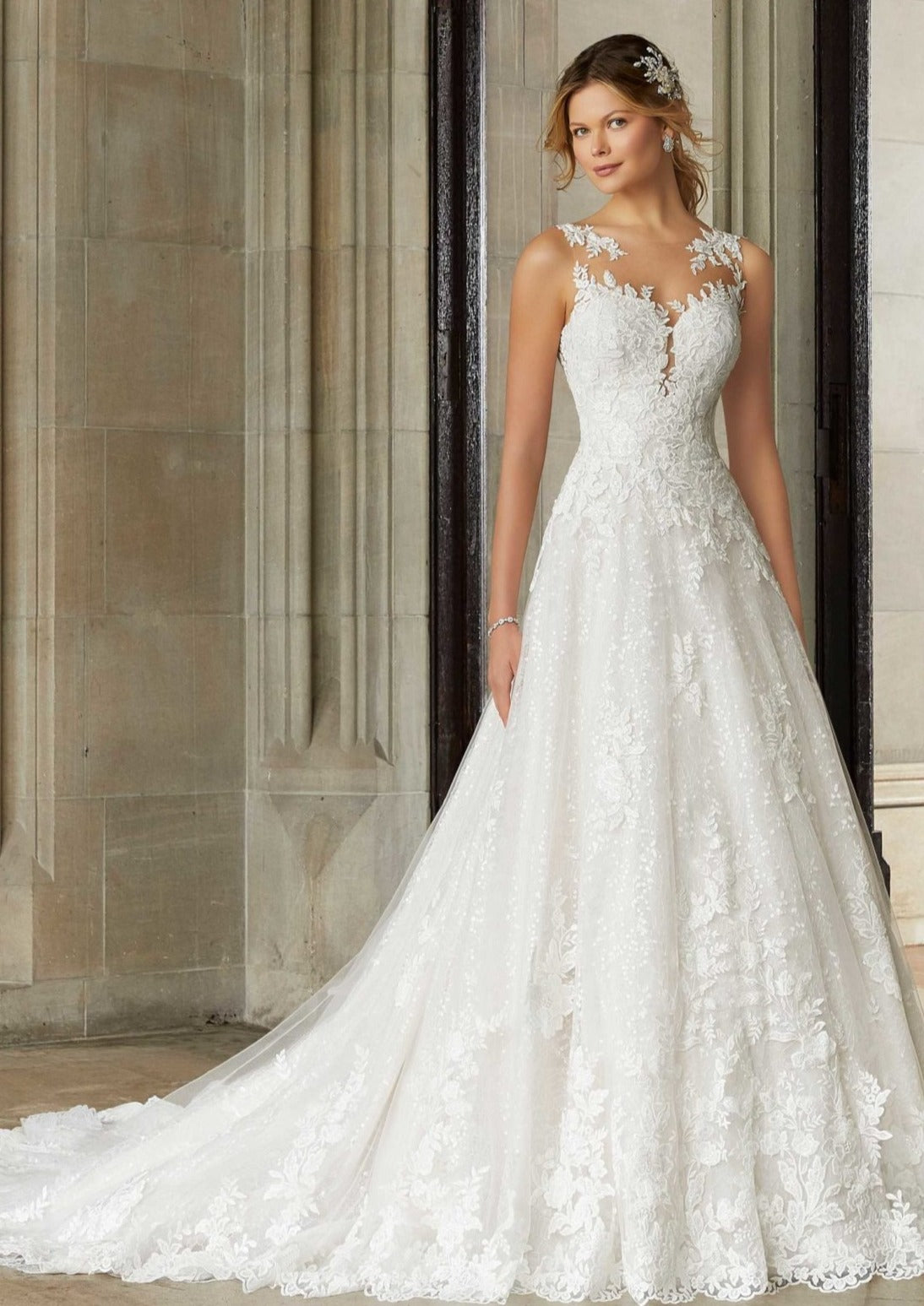 Illusion Lace A-Line Wedding Dress