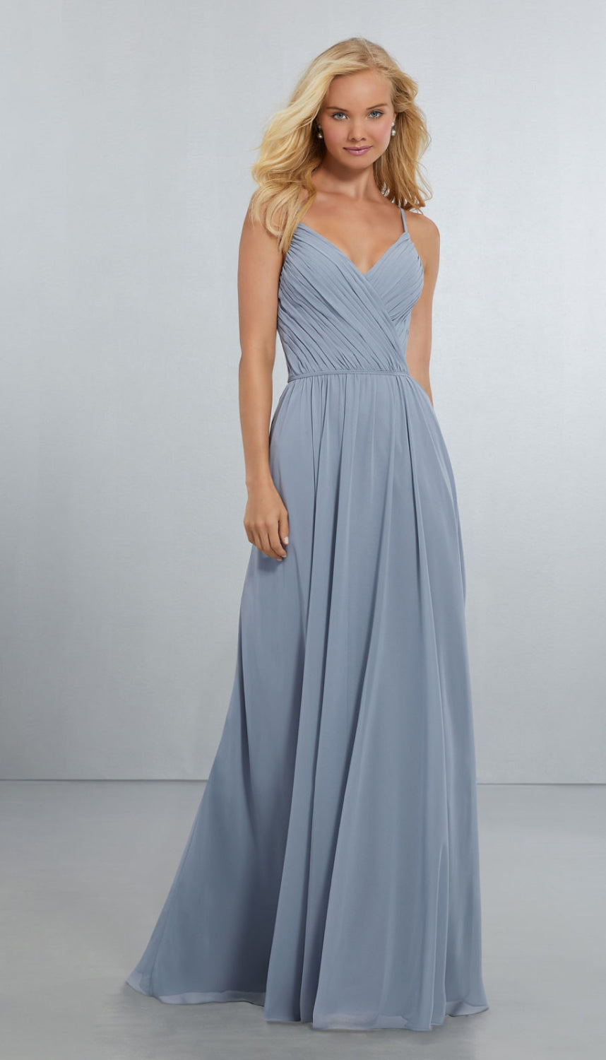 mori lee silver bridesmaid dress Morilee Draped Chiffon 21556 – Wedding Shoppe Size:16.5 x 34