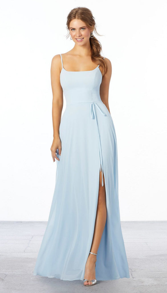 blue dress for baby girl Simple Thin Strap Scoop Neck Crepe Mermaid Elegant Wedding Dress