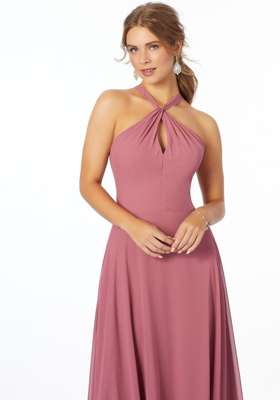 【未使用】MoriMori FLS-1705-GR Morilee 21670 Chiffon Halter Bridesmaid Dress – Wedding Shoppe