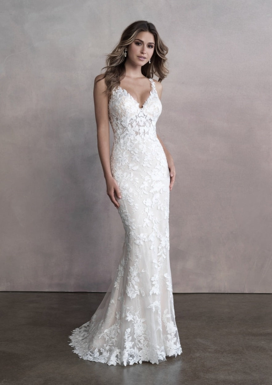 Romantic Lace Sheath Wedding Dress  Allure Bridals 9808 – Wedding