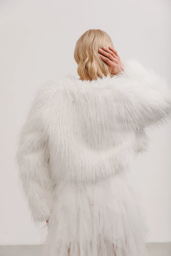 White faux top fur jacket