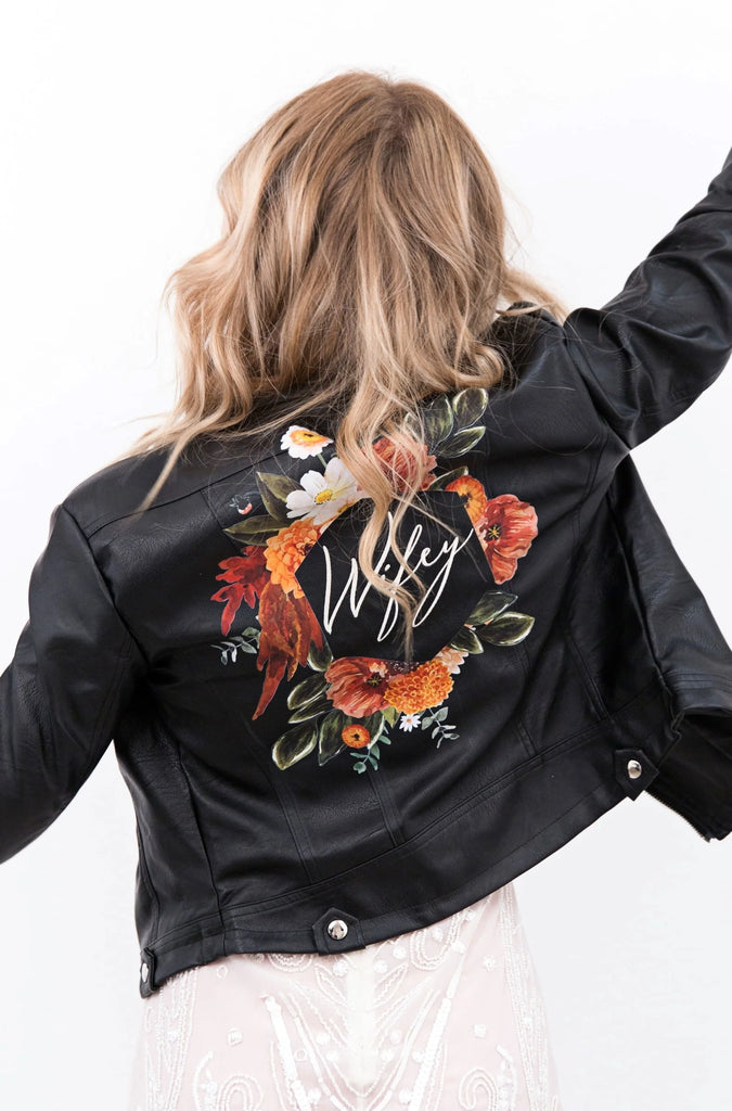Boho Florals Leather Bridal Jacket Boho Florals Leather Bridal Jacket