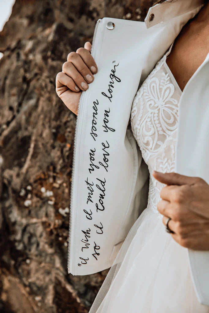 Boho Florals Leather Bridal Jacket The Wedding Shoppe