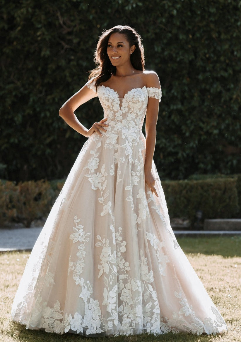 Sheer bottom on sale wedding dress