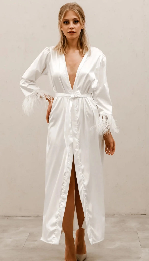 Feather Sleeve Bridal Robe Long The Wedding Shoppe