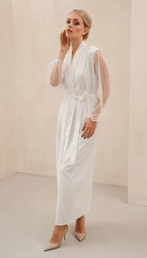Pearl Sleeve Bridal Robe Long The Wedding Shoppe