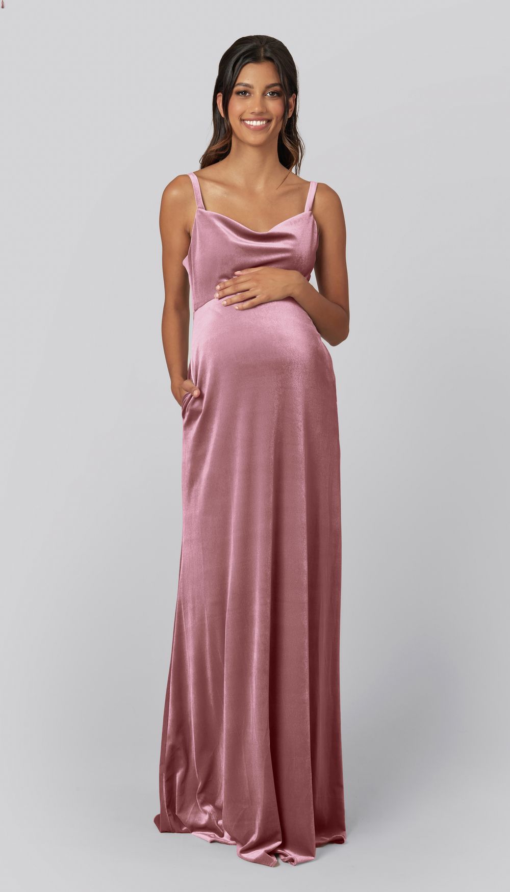 Maternity Bridesmaid Dress - Affordable - Plus Size Available - Kennedy Blue Drew Maternity Bridesmaid Dress - Desert Rose Kennedy Blue Drew Velvet Maternity Bridesmaid Dress | The Wedding Shoppe