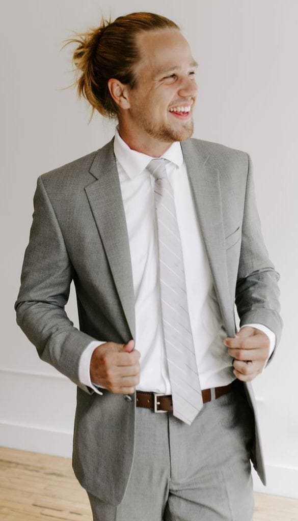 Light Grey Pinstripe Wedding Suit Green Tie Mens Ties Pinstripe