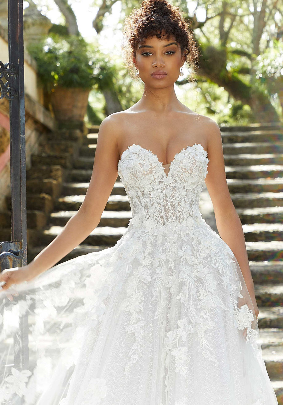 chinese dress ladies Blue Floral Lace Wedding Dress with Straps and Open Back ET3071 – JoJo  Bridal Shop