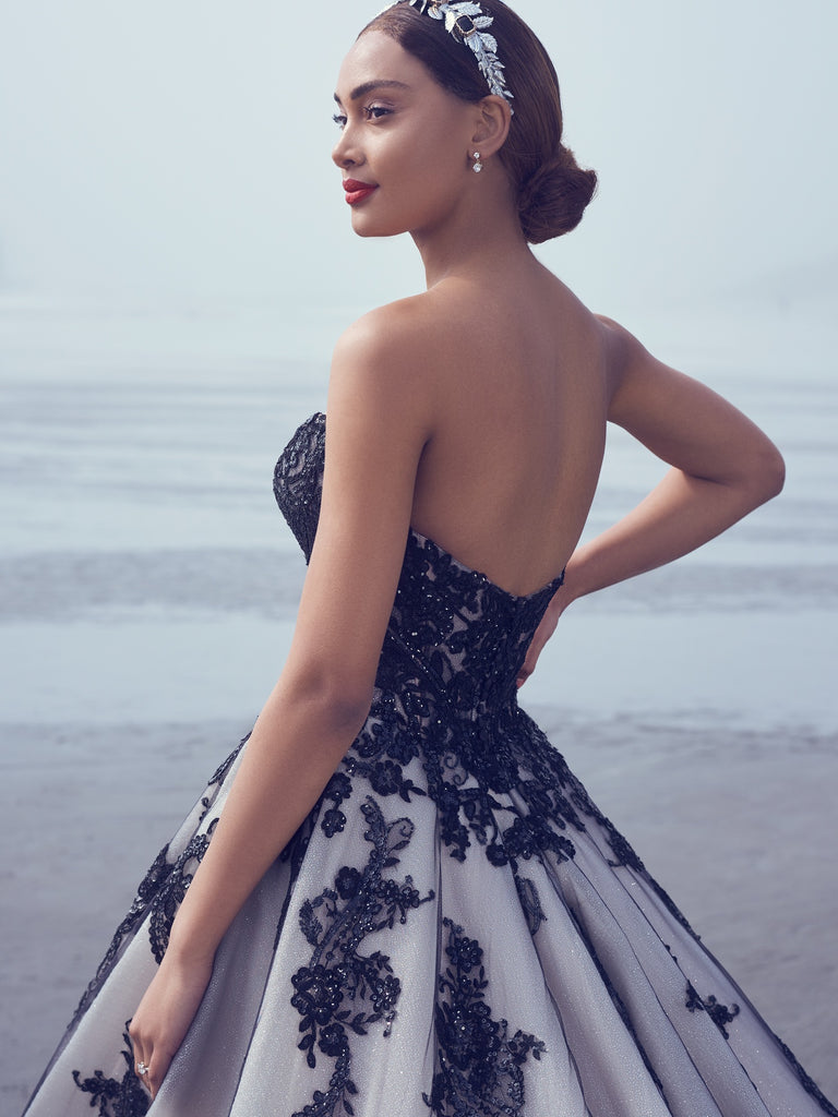 White dress with sales black lace overlay