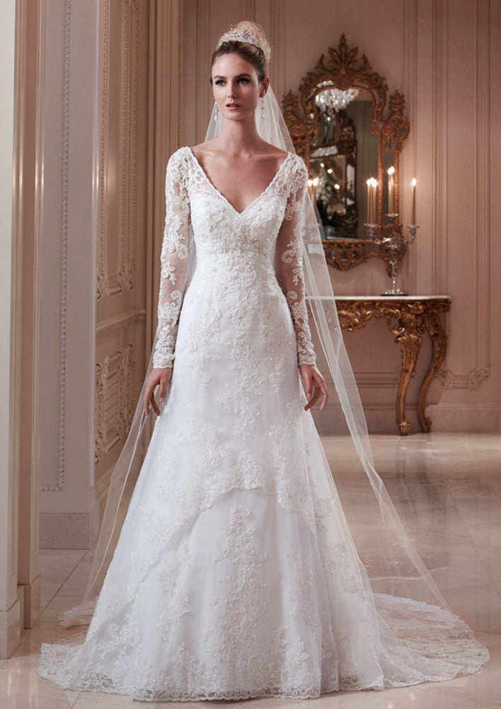 Casablanca long discount sleeve wedding dress