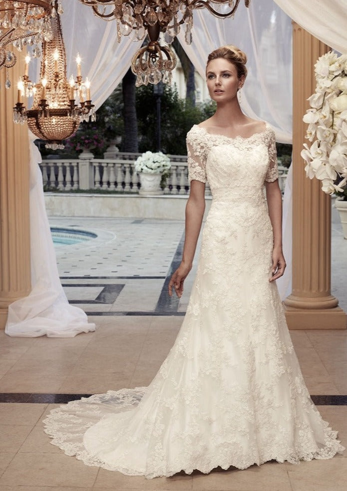 Casablanca Bridal 2119 Lace Sleeve Wedding – Shoppe Bridal Gown Short