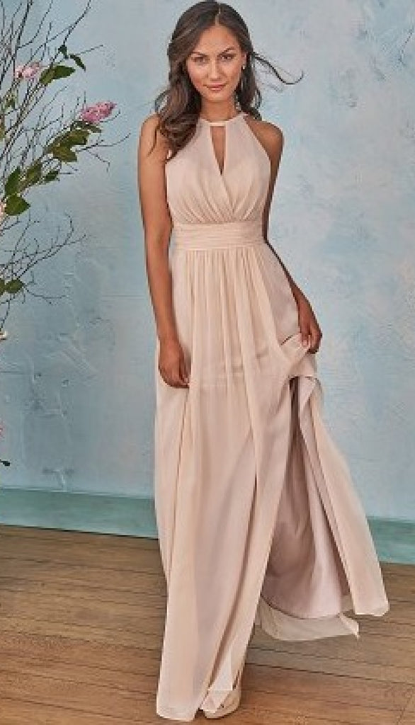 B2 Bridesmaid B203004 Poly Chiffon Keyhole Halter Neckline Dress