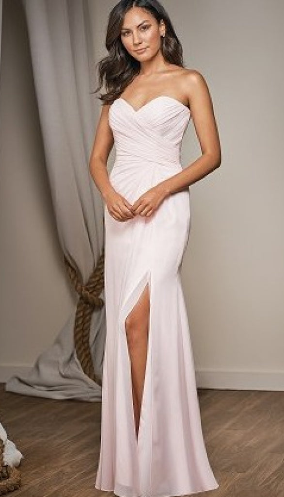 blue dress for baby girl Belsoie Bridesmaid L204002 Poly-Chiffon Strapless Sweetheart Neckline Dress  – Wedding Shoppe